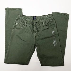 Kid Pull On Slim Moss Green Pants